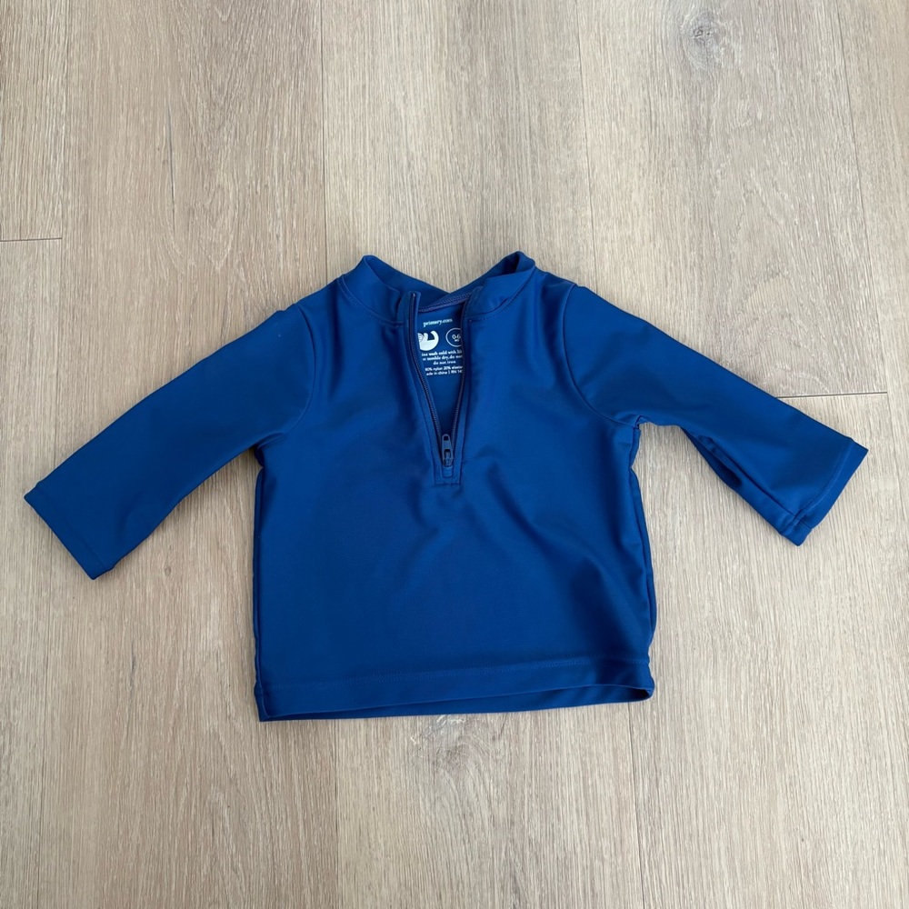 Primary Baby Kids Swim Top Rash Guard 0-3 Months Blue Swim Pool Summer UPF 50+ - Picture 3 of 11